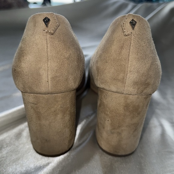 Sam Edelman Tatiana Oatmeal Suede Block Heels SE Signature Logo Block Heels Sz 9 - Picture 9 of 16